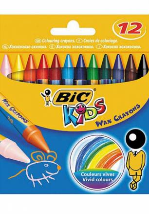 Восъчни пастели BIC Kids Wax Crayons 12 цвята