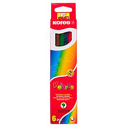 Цветни моливи KORES, KOLORES, триъгълни 6 цв., кутия