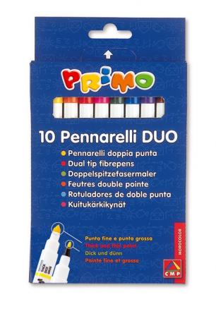 Флумастери двувърхи 10 цв. PRIMO, Duo, Fine / Conic tip