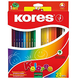 Цветни моливи KORES, KOLORES, триъгълни 24 цв., кутия