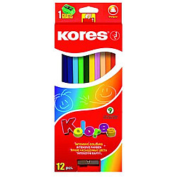 Цветни моливи KORES, KOLORES, триъгълни 12 цв., кутия