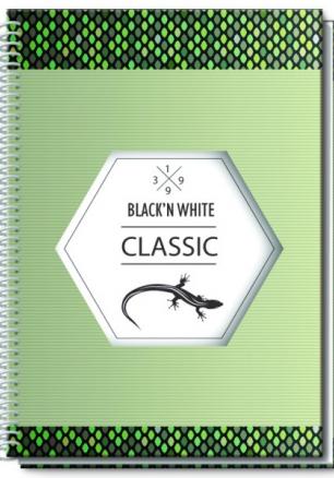 Тетрадка широк ред 100 л с 2 теми със спирала А4 Black & White