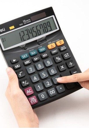 Калкулатор Deli Core E1630, настолен,12 dgt, 198х146х40 мм, черен