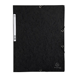 Папка с ластик и 3 капака EXACOMPTA Premium, A4, Genuine картон 400 г, черна