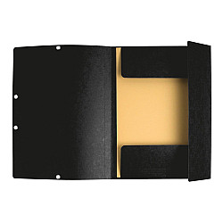 Папка с ластик и 3 капака EXACOMPTA Premium, A4, Genuine картон 400 г, черна