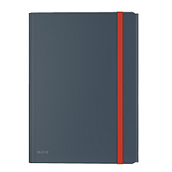 Папка с ластик и 3 капака LEITZ Cosy, A4, РР, с разширение и джоб, тъмносива