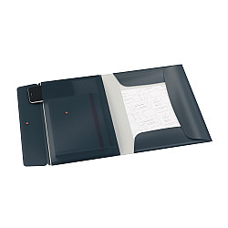 Папка с ластик и 3 капака LEITZ Cosy, A4, РР, с разширение и джоб, тъмносива