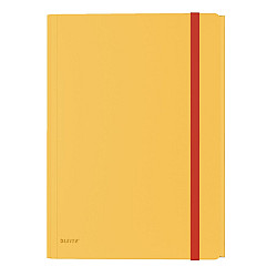 Папка с ластик и 3 капака LEITZ Cosy, A4, РР, с разширение и джоб, жълта