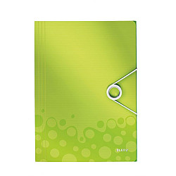 Папка с ластик и 3 капака LEITZ WOW, A4, PP, зелена