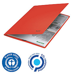 Папка с ластик LEITZ Recycle, A4, рециклиран картон 430 г, червена