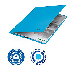 Папка с ластик LEITZ Recycle, A4, рециклиран картон 430 г, синя
