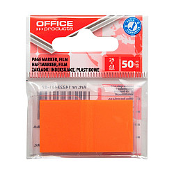 Самозалепващи индекси OFFICE PRODUCTS, PVC, 25х43 мм, 50 л., неоново оранжеви
