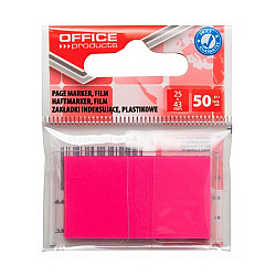 Самозалепващи индекси OFFICE PRODUCTS, PVC, 25х43 мм, 50 л., неоново розови
