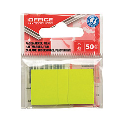 Самозалепващи индекси OFFICE PRODUCTS, PVC, 25х43 мм, 50 л., неоново жълти