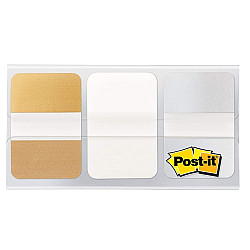 Самозалепващи индекси Post-it Tabs Metal, твърди, PVC, 25.4х38 мм, 3х12 л., сребристи/златисти/бели