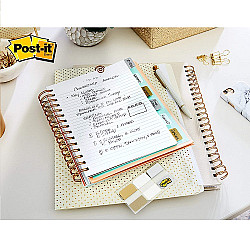 Самозалепващи индекси Post-it Tabs Metal, твърди, PVC, 25.4х38 мм, 3х12 л., сребристи/златисти/бели
