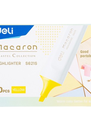 Текстмаркер Deli Macaron ES621S, скосен връх 1-5 мм, жълт пастел
