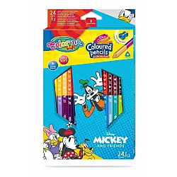 Двувърхи цветни моливи 12/24 цвята и острилка Mickey Mouse   Friends Disney Colorino