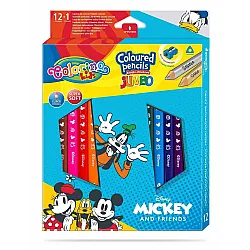 Цветни моливи JUMBO 12 +1 цвята и острилка Mickey Mouse   Friends Disney