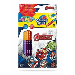 Двувърхи цветни моливи 12/24 цвята и острилка The Avengers Disney Colorino