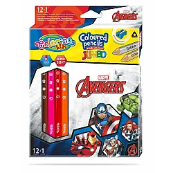 Цветни моливи JUMBO 12 +1 цвята и острилка The Avengers Disney Colorino