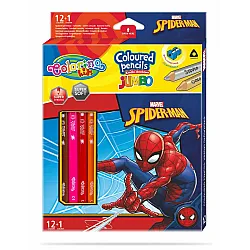 Цветни моливи JUMBO 12 +1 цвята и острилка Spiderman Disney Colorino
