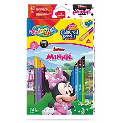 Двувърхи цветни моливи 12/24 цвята и острилка Minnie Mouse Disney Colorino
