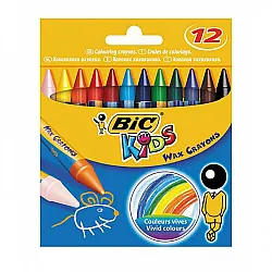 Восъчни пастели BIC Kids Wax Crayons 12 цвята