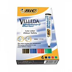 Комплект маркери за бяла дъска BIC Eco Velleda 1704 объл връх, 1,5 мм, 4 цв.