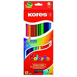 Двуцветни моливи KORES KOLORES DUO, триъгълни 12 цв., кутия