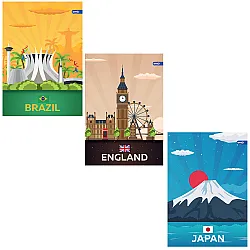 Тетрадка А4, мат/UV Around the World, 60+2 л.ред, 70 г/м2