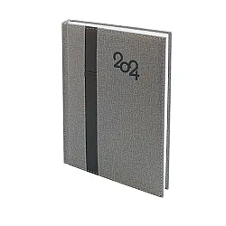 Бележник с дати 14х20 Denim с ластик за химикалка сив, 168 л. сл.кост