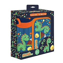 Комплект кутия за храна и бутилка за вода, Dino