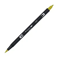 Aкварелен двувърх маркер Tombow ABT Dual Brush, четка 3.5 мм, връх 0.8 мм, 076 green ochre