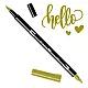 Aкварелен двувърх маркер Tombow ABT Dual Brush, четка 3.5 мм, връх 0.8 мм, 076 green ochre