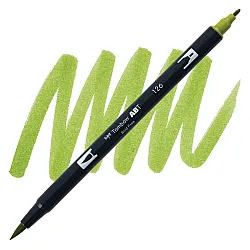 Aкварелен двувърх маркер Tombow ABT Dual Brush, четка 3.5 мм, връх 0.8 мм, 126 light olive