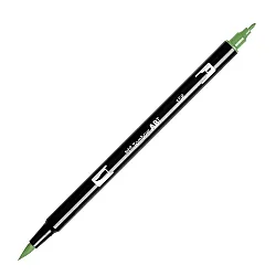 Aкварелен двувърх маркер Tombow ABT Dual Brush, четка 3.5 мм, връх 0.8 мм, 158 dark olive