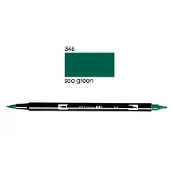Aкварелен двувърх маркер Tombow ABT Dual Brush, четка 3.5 мм, връх 0.8 мм, 346 sea green