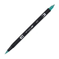 Aкварелен двувърх маркер Tombow ABT Dual Brush, четка 3.5 мм, връх 0.8 мм, 373 sea blue