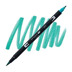 Aкварелен двувърх маркер Tombow ABT Dual Brush, четка 3.5 мм, връх 0.8 мм, 373 sea blue