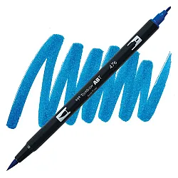 Aкварелен двувърх маркер Tombow ABT Dual Brush, четка 3.5 мм, връх 0.8 мм, 476 cyan