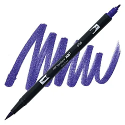 Aкварелен двувърх маркер Tombow ABT Dual Brush, четка 3.5 мм, връх 0.8 мм, 606 violet