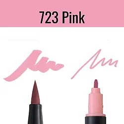 Aкварелен двувърх маркер Tombow ABT Dual Brush, четка 3.5 мм, връх 0.8 мм, 723 pink
