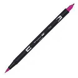 Aкварелен двувърх маркер Tombow ABT Dual Brush, четка 3.5 мм, връх 0.8 мм, 755 rubine red