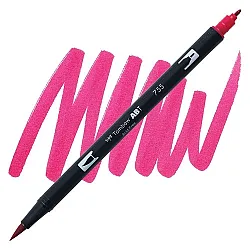 Aкварелен двувърх маркер Tombow ABT Dual Brush, четка 3.5 мм, връх 0.8 мм, 755 rubine red