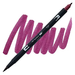 Aкварелен двувърх маркер Tombow ABT Dual Brush, четка 3.5 мм, връх 0.8 мм, 757 port red