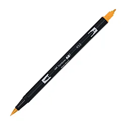 Aкварелен двувърх маркер Tombow ABT Dual Brush, четка 3.5 мм, връх 0.8 мм, 933 orange