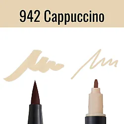 Aкварелен двувърх маркер Tombow ABT Dual Brush, четка 3.5 мм, връх 0.8 мм, 942 cappuccino