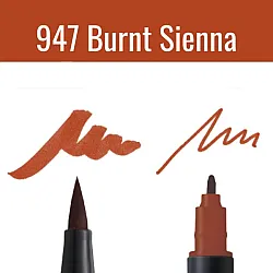 Aкварелен двувърх маркер Tombow ABT Dual Brush, четка 3.5 мм, връх 0.8 мм, 947 burnt sienna