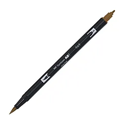 Aкварелен двувърх маркер Tombow ABT Dual Brush, четка 3.5 мм, връх 0.8 мм, 969 chocolate